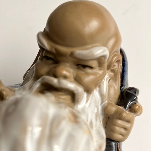 Old Chinese Dynasty Wu Cai Porcelain‎ Feng Shui Tong Zi Kid Boy Peach Statue 7” - Picture 7 of 9